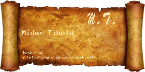 Mider Tibold névjegykártya